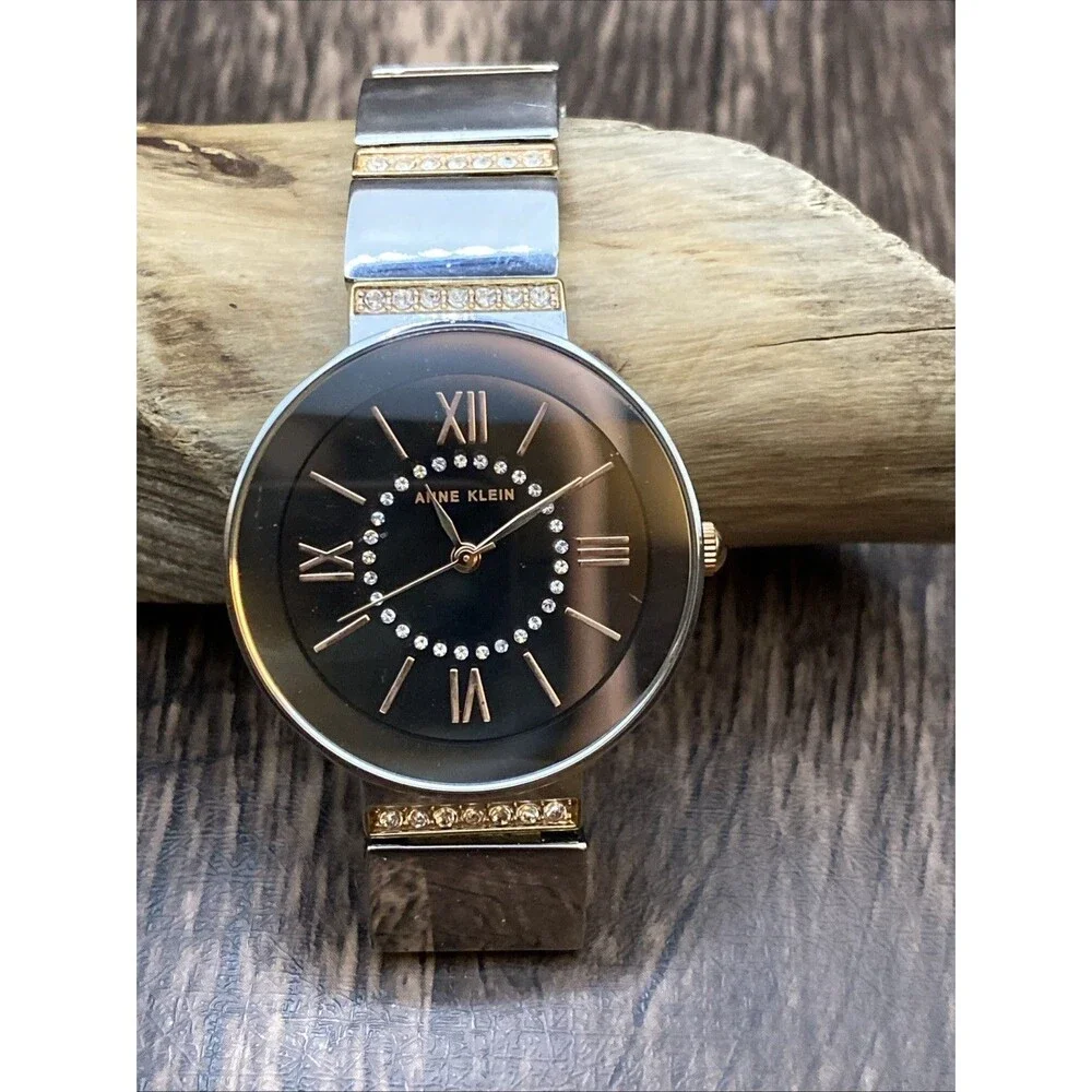 Anne Klein Women’s Watch Gold Tone & Silver Watch With Rhinestones New Battery